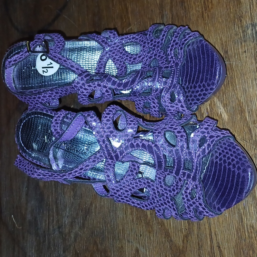 NWOT Purple and Silver Strappy Heels